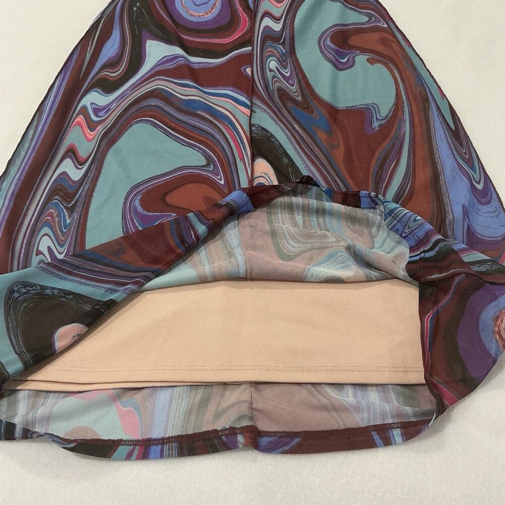 Y2K Bodycon Mesh Midi Dress Size Medium Marble Swirl Art Psychedelic Trippy Club - Picture 12 of 15